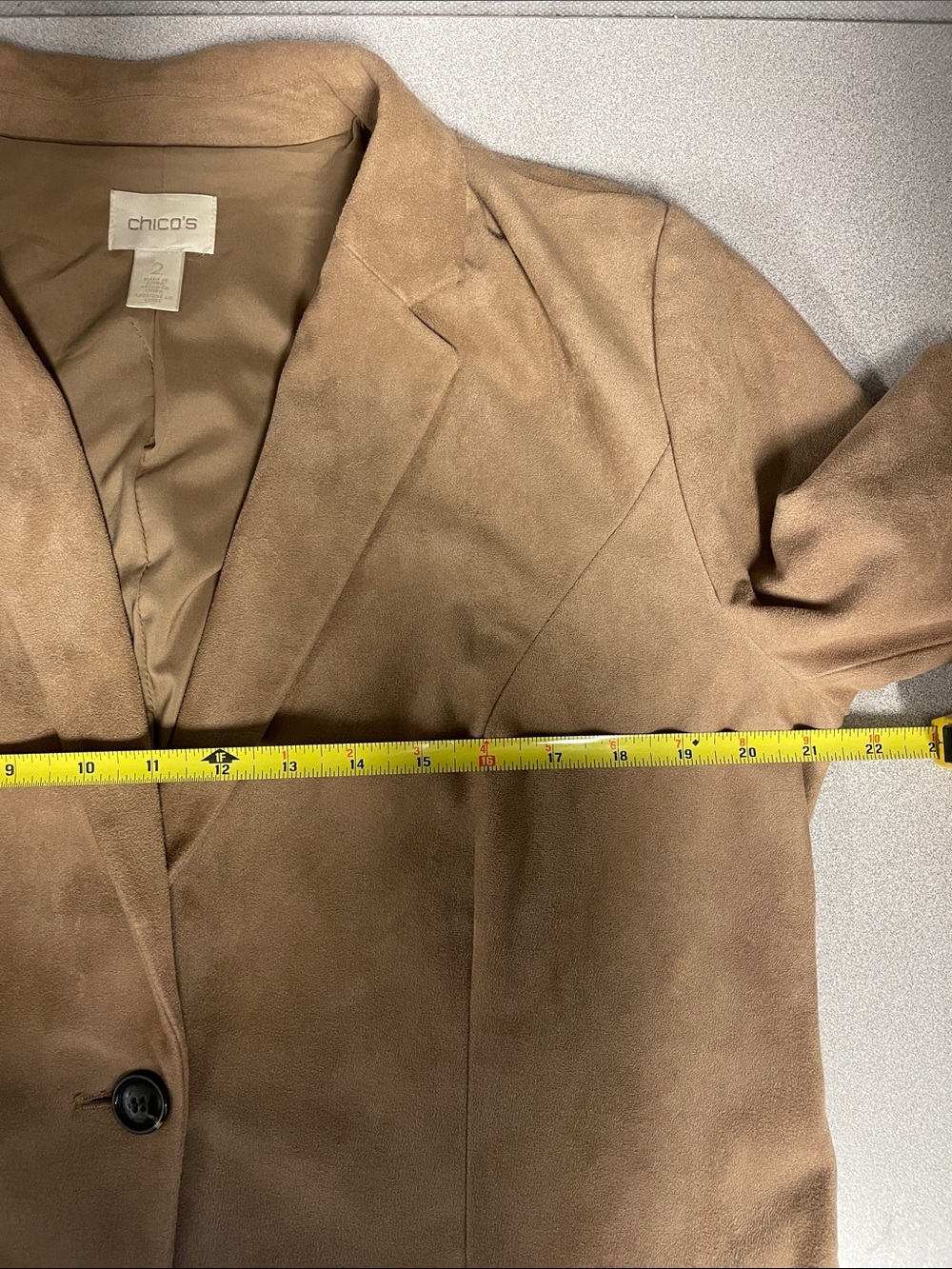 Chico's camel tan Suede-Look Single-Button Blazer - Picture 8 of 12